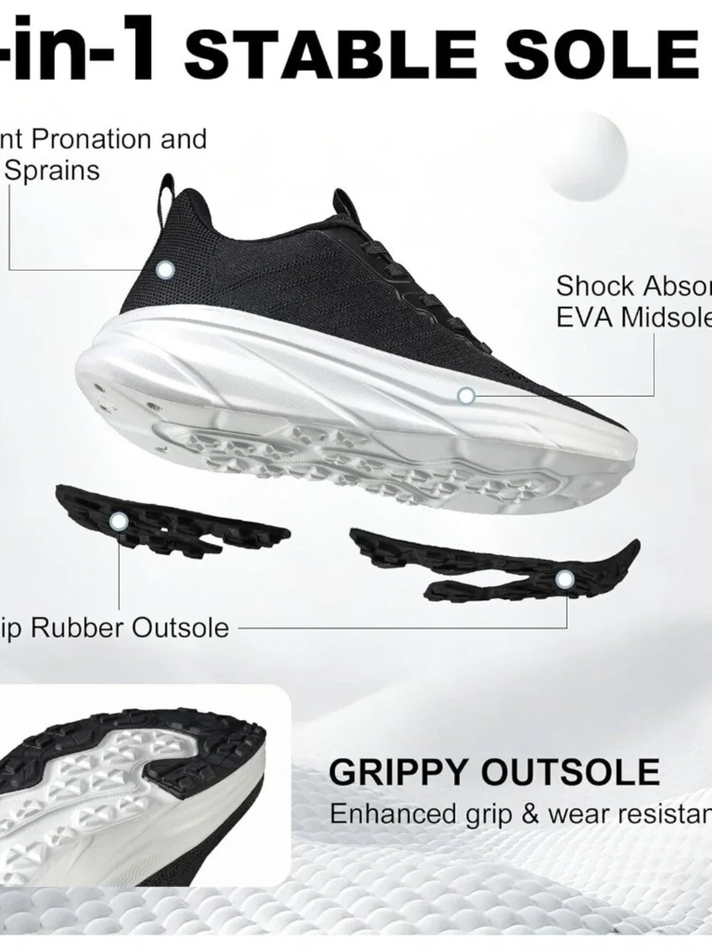 Women's White Walking Shoes Non-Slip Breathable Mesh Athletic Sneakers